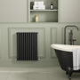 Sorrento Midnight Black Horizontal Oval Designer Radiator 800x590mm Double Panel 2399 BTU
