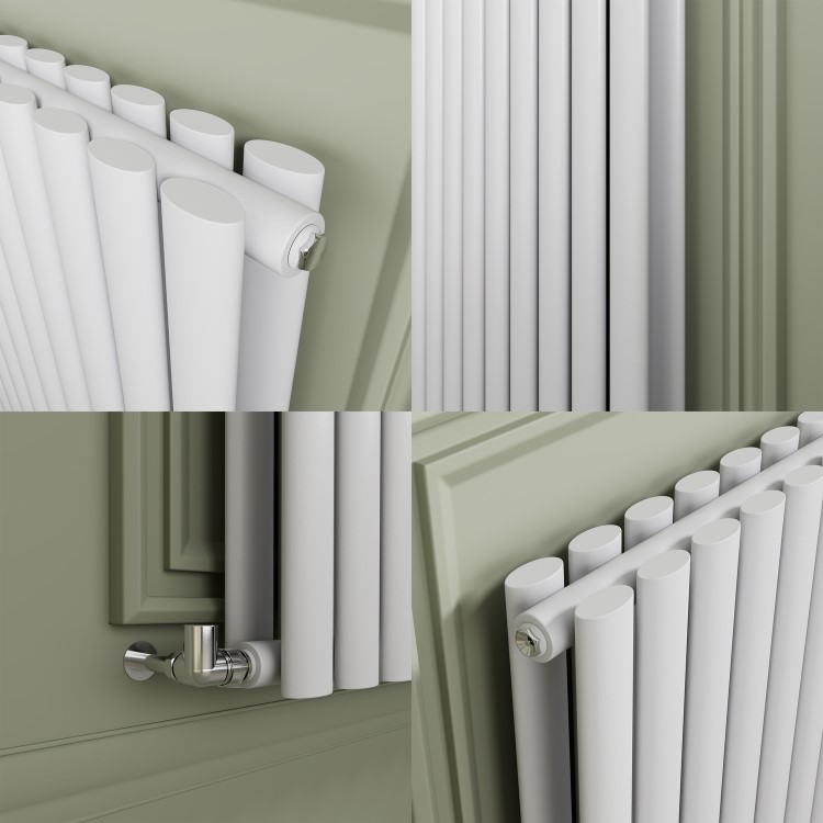Sorrento White Horizontal Oval Designer Radiator 800x590mm Double Panel 2399 BTU