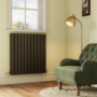 Riace Midnight Black Horizontal Flat Designer Radiator 800x748mm Double Panel 2827 BTU