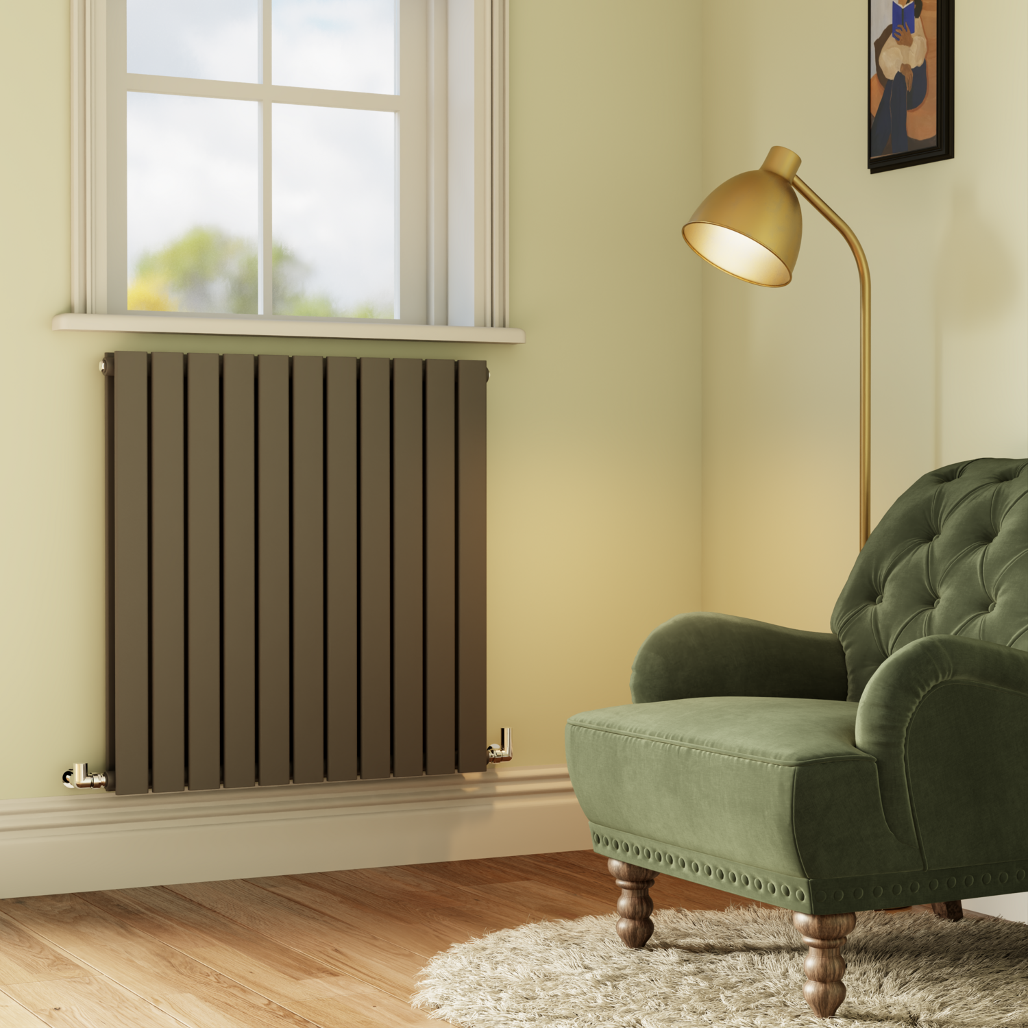 Buy Riace Anthracite Horizontal Flat Designer Radiator 800x748mm Double ...