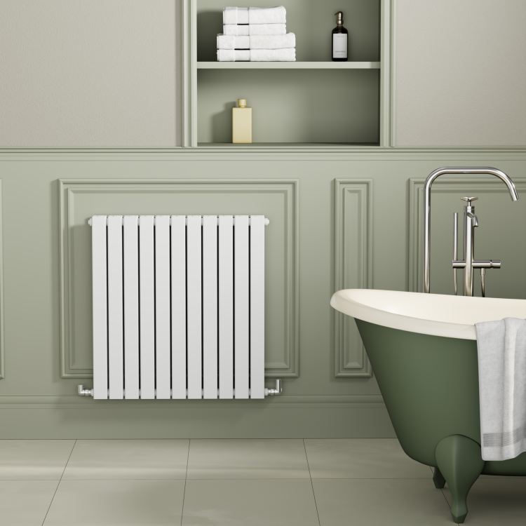 Riace White Horizontal Flat Designer Radiator 800x748mm Double Panel 2827 BTU