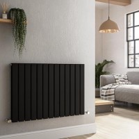 Riace Midnight Black Horizontal Flat Designer Radiator 600x884mm Double Panel 3342 BTU Riace Midnight Black Horizontal Flat Designer Radiator 600x884mm Double Panel 3342 BTU