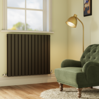 Riace Midnight Black Horizontal Flat Designer Radiator 800x884mm Double Panel 4286 BTU