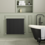 Riace Midnight Black Horizontal Flat Designer Radiator 800x884mm Double Panel 4286 BTU