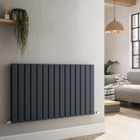 Riace Anthracite Horizontal Flat Designer Radiator 600x1020mm Double Panel 3856 BTU Riace Anthracite Horizontal Flat Designer Radiator 600x1020mm Double Panel 3856 BTU