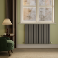 Riace Anthracite Horizontal Flat Designer Radiator 800x1020mm Double Panel 3856 BTU