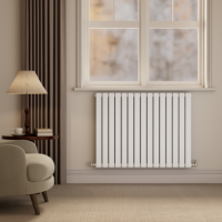 Riace White Horizontal Flat Designer Radiator 800x1020mm Double Panel 3856 BTU