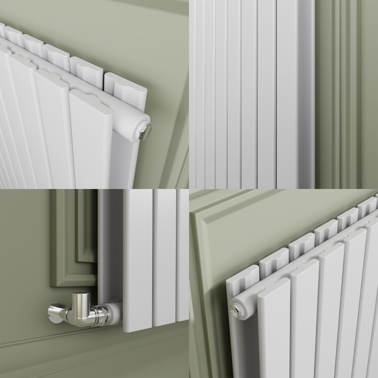 Riace White Horizontal Flat Designer Radiator 800x1020mm Double Panel 3856 BTU