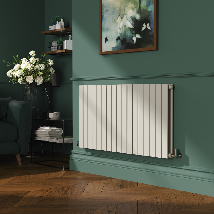 Riace Linen Horizontal Flat Designer Radiator 600x1156mm Double Panel 4370 BTU