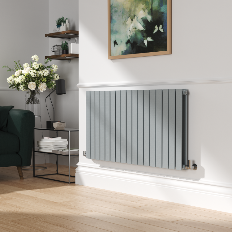 Riace Salt & Pepper Horizontal Flat Designer Radiator 600x1156mm Double Panel 4370 BTU
