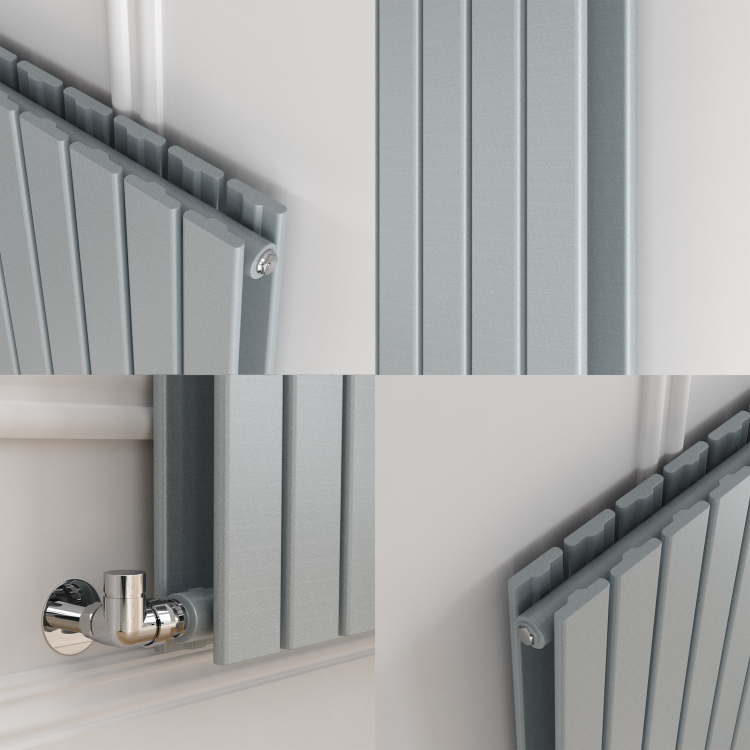 Riace Salt & Pepper Horizontal Flat Designer Radiator 600x1156mm Double Panel 4370 BTU