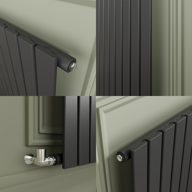 Riace Anthracite Horizontal Flat Designer Radiator 800x1156mm Double Panel 4370 BTU