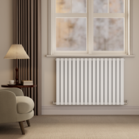 Riace White Horizontal Flat Designer Radiator 800x1156mm Double Panel 4370 BTU