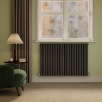 Sorrento Anthracite Horizontal Oval Designer Radiator 800x1180mm Double Panel 4798 BTU