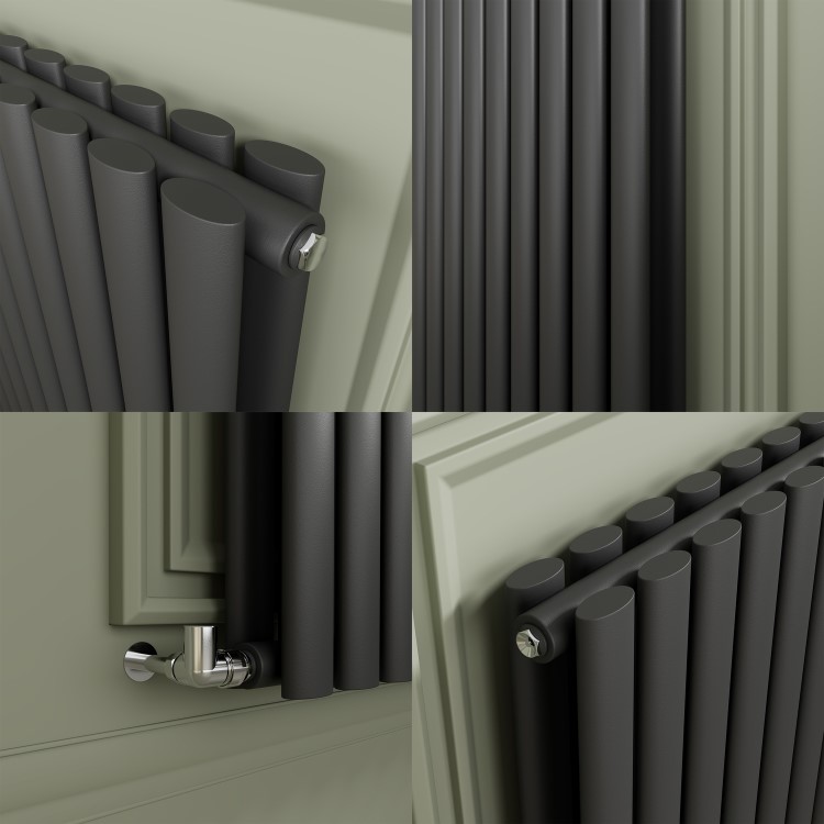 Sorrento Anthracite Horizontal Oval Designer Radiator 800x1180mm Double Panel 4798 BTU
