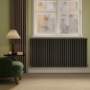 Sorrento Midnight Black Horizontal Oval Designer Radiator 800x1593mm Double Panel 8218 BTU