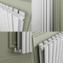 Sorrento White Horizontal Oval Designer Radiator 800x1593mm Double Panel 6478 BTU