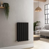 Riace Midnight Black Horizontal Flat Designer Radiator 600x408mm Double Panel 1542 BTU Riace Midnight Black Horizontal Flat Designer Radiator 600x408mm Double Panel 1542 BTU