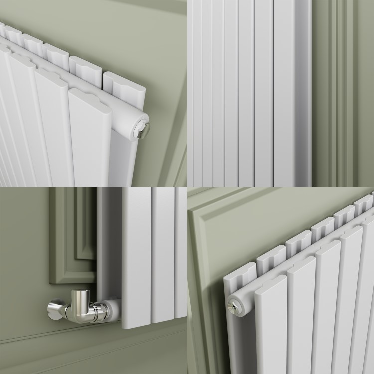 Riace White Horizontal Flat Designer Radiator 800x408mm Double Panel 1978 BTU