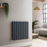 Riace Anthracite Horizontal Flat Designer Radiator 600x612mm Double Panel 2313 BTU Riace Anthracite Horizontal Flat Designer Radiator 600x612mm Double Panel 2313 BTU