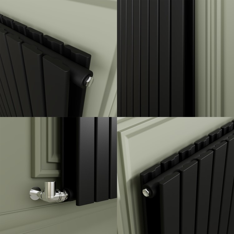 Riace Midnight Black Horizontal Flat Designer Radiator 800x612mm Double Panel 2970 BTU
