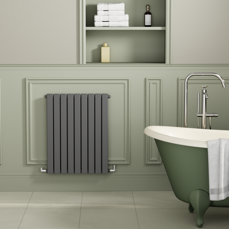 Riace Anthracite Horizontal Flat Designer Radiator 800x612mm Double Panel 2970 BTU