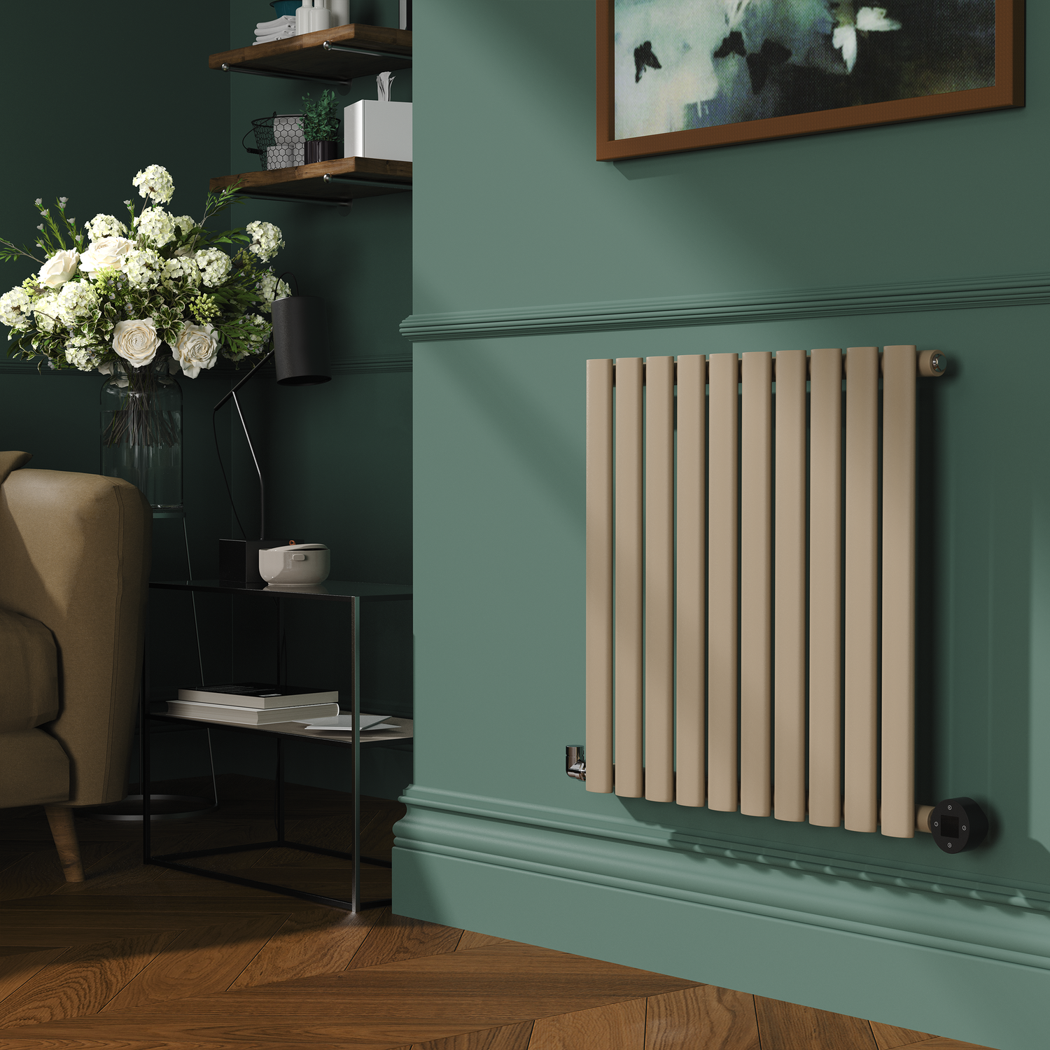 Buy Beige Grey Horizontal Smart Electric Radiator with Wi-Fi Thermostat ...