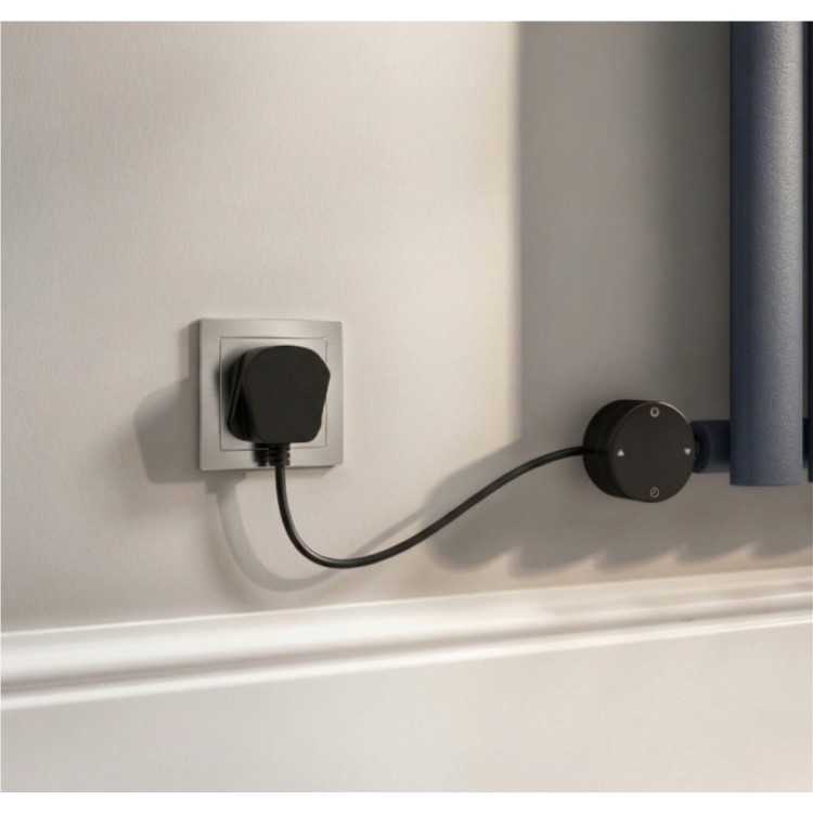 Midnight Black Horizontal Smart Electric Radiator with Wi-Fi Thermostat - 600W - H600xW590mm - Bathroom Safe