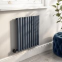 HS10-600-0.6DGW Anthracite Horizontal Smart Electric Radiator with Wi-Fi Thermostat - 600W - H600xW590mm - Bathroom Safe
