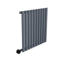 Refurbished Anthracite Electric Horizontal Designer Radiator 0.6kW with Wifi Thermostat - H600xW590mm - IPX4 Bathroom Safe