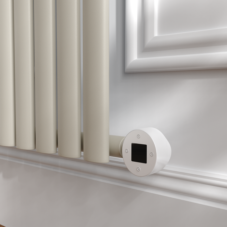 Linen Horizontal Smart Electric Radiator with Wi-Fi Thermostat - 1.2KW - H600xW590 - Bathroom Safe