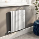 HS10-600-0.6WW White Horizontal Smart Electric Radiator with Wi-Fi Thermostat - 600W - H600xW590mm - Bathroom Safe