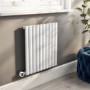 White Electric Horizontal Designer Radiator 0.6kW with Wifi Thermostat - H600xW590mm - IPX4 Bathroom Safe