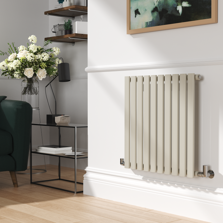 Sorrento Linen Horizontal Oval Designer Radiator 600x590mm Single Panel 1576 BTU