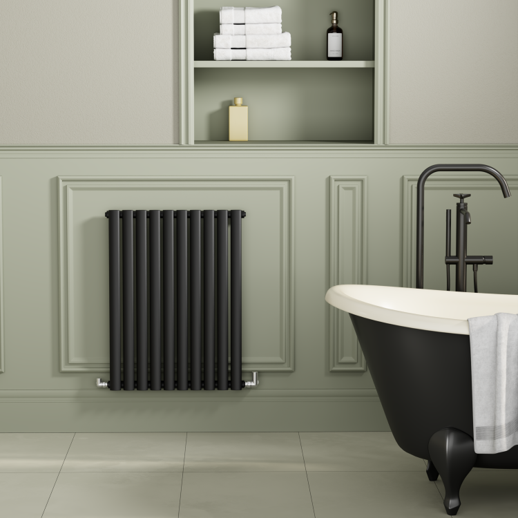 Sorrento Midnight Black Horizontal Oval Designer Radiator 800x590mm Single Panel 1576 BTU