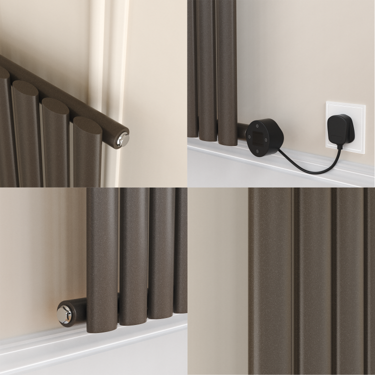 Russet Horizontal Smart Electric Radiator with Wi-Fi Thermostat - 1.2KW - H600xW1000 - Bathroom Safe