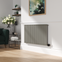 HS17-600-1.2SSW Smoked Stone Horizontal Smart Electric Radiator with Wi-Fi Thermostat - 1200W - H600xW1000mm - Bathroom Safe