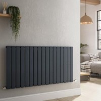 Riace Anthracite Horizontal Flat Designer Radiator 600x1156mm Single Panel 2701 BTU Riace Anthracite Horizontal Flat Designer Radiator 600x1156mm Single Panel 2701 BTU