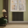 Sorrento Midnight Black Horizontal Oval Designer Radiator 800x1003mm Single Panel 2679 BTU