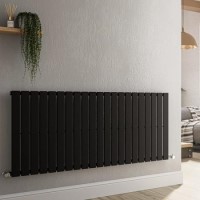 Riace Midnight Black Horizontal Flat Designer Radiator 600x1428mm Single Panel 3337 BTU Riace Midnight Black Horizontal Flat Designer Radiator 600x1428mm Single Panel 3337 BTU