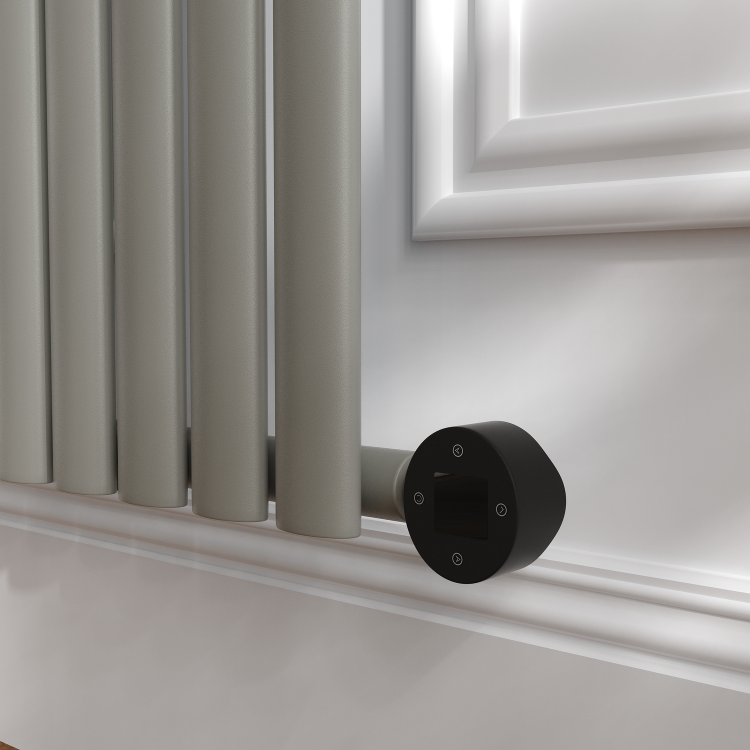 Smoked Stone Horizontal Smart Electric Radiator with Wi-Fi Thermostat - 2KW - H600xW1410 - Bathroom Safe