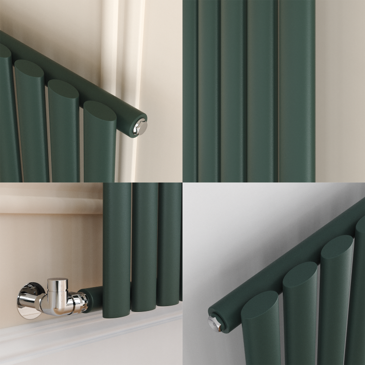 Sorrento Evergreen Horizontal Oval Designer Radiator 600x1416mm Single Panel 3783 BTU