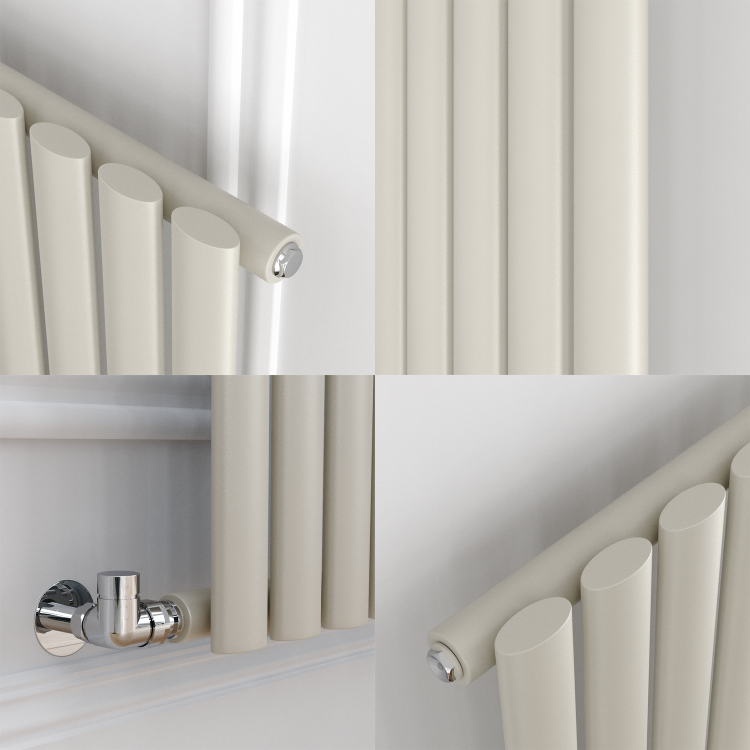 Sorrento Linen Horizontal Oval Designer Radiator 600x1416mm Single Panel 3783 BTU