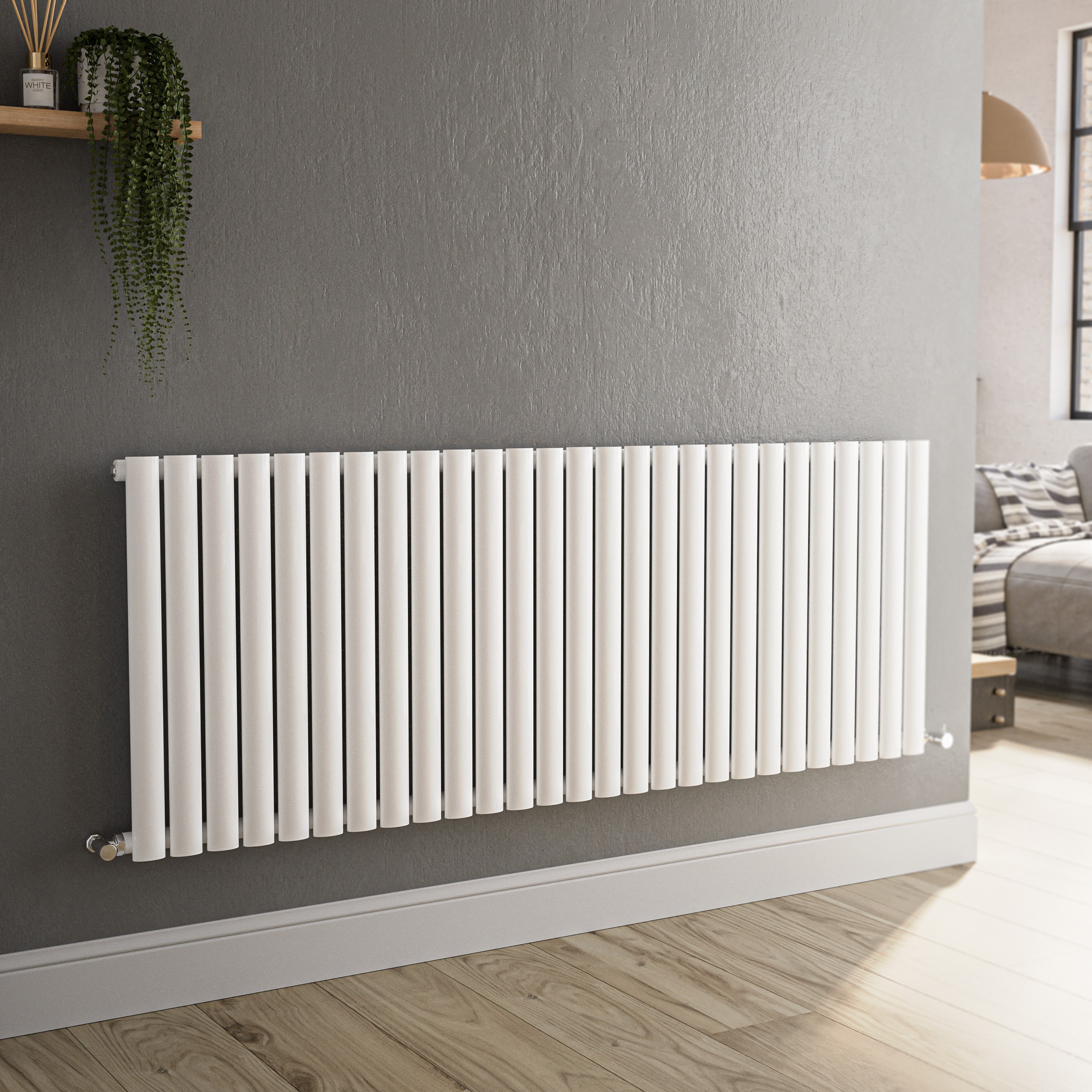 Buy Sorrento White Horizontal Oval Designer Radiator 600x1593mm Single ...