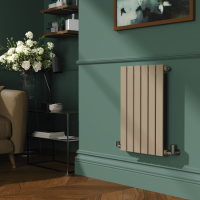 Riace Beige grey Horizontal Flat Designer Radiator 600x408mm Single Panel 953 BTU