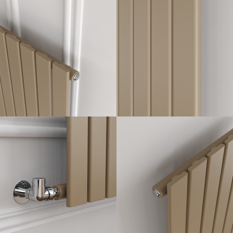 Riace Beige grey Horizontal Flat Designer Radiator 600x408mm Single Panel 953 BTU