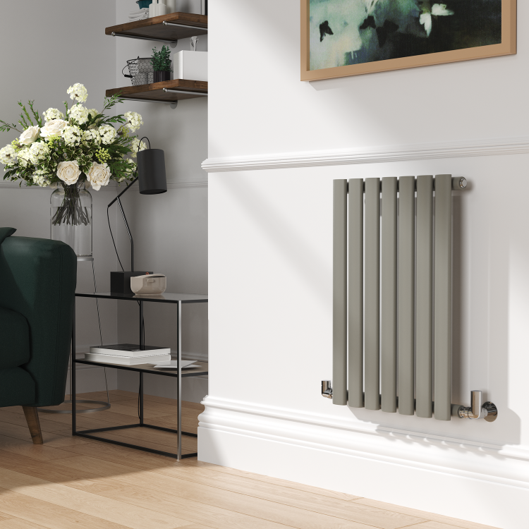 Sorrento Smoked Stone Horizontal Oval Designer Radiator 600x413mm Single Panel 1103 BTU