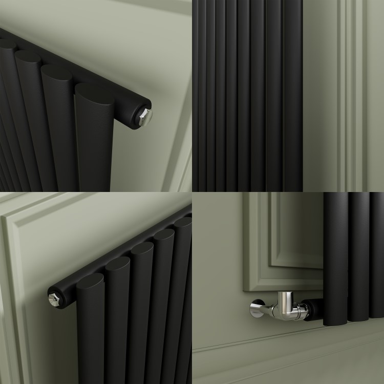Sorrento Midnight Black Horizontal Oval Designer Radiator 800x413mm Single Panel 1103 BTU