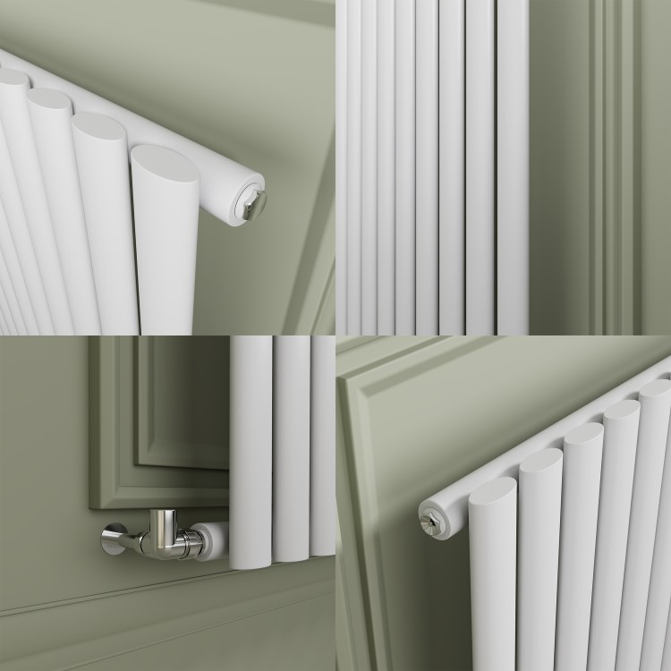 Sorrento White Horizontal Oval Designer Radiator 800x413mm Single Panel 1103 BTU