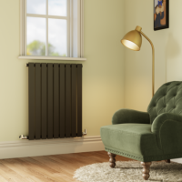 Riace Midnight Black Horizontal Flat Designer Radiator 800x612mm Single Panel 1947 BTU